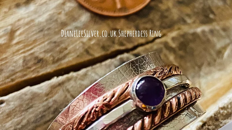 Wide Amethyst 'Shepherdess'  Spinning Ring Size W