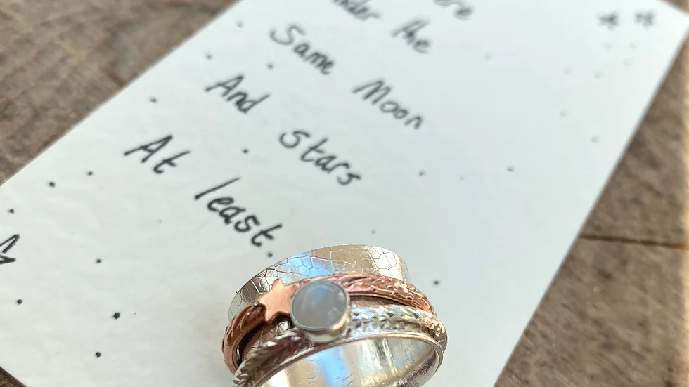 Moonstone 'Same Stars'  Spinning Ring Size U Jubilee Hall mark