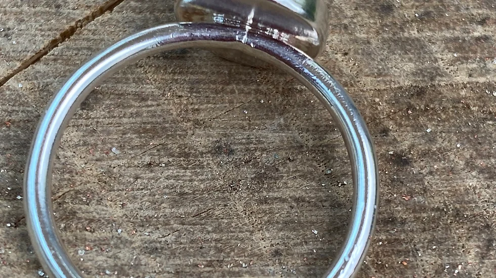 Black Diachroic Stone Set Silver Stacking Ring size S / T