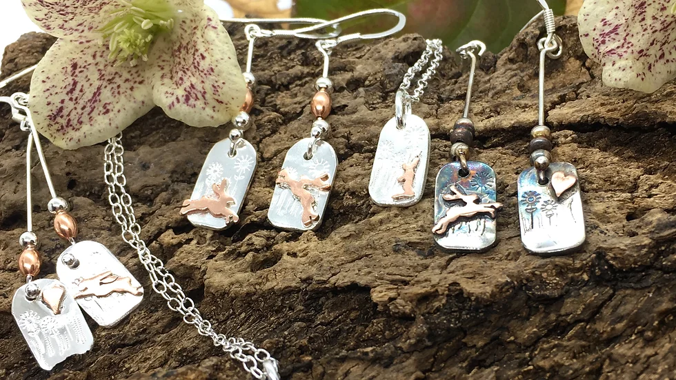 Leaping Hare Mis-Matched Drop Earrings