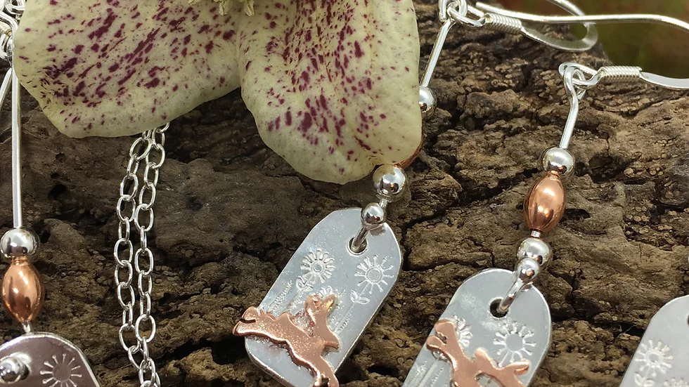 Leaping Hare Mis-Matched Drop Earrings