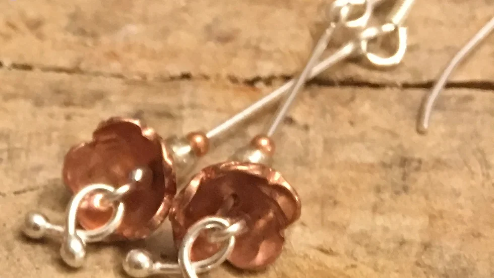 Copper Silver Flower Series Earrings