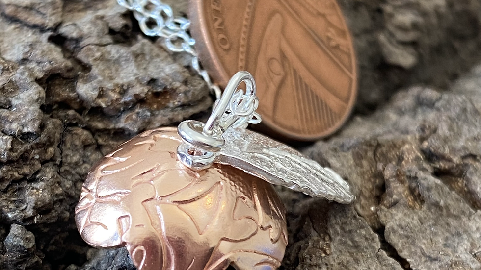 Necklace Bobbly Flower Pendant.  Copper Silver Flower Series F&W