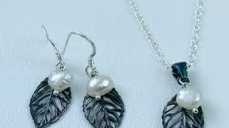 Leaf & Pearl Earrings or necklace