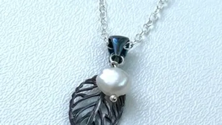 Leaf & Pearl Earrings or necklace