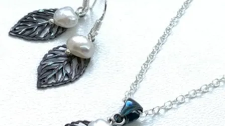 Leaf & Pearl Earrings or necklace