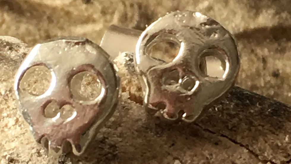 Sugar Skull Earrings Silver
