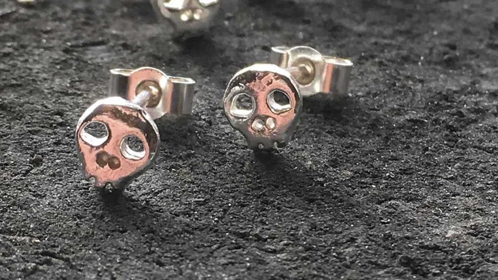 Sugar Skull Earrings Silver