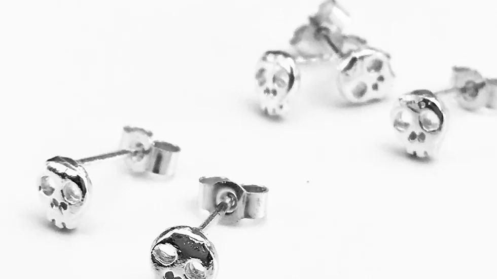 Sugar Skull Earrings Silver