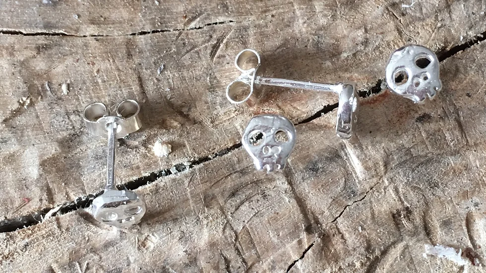 Sugar Skull Earrings Silver