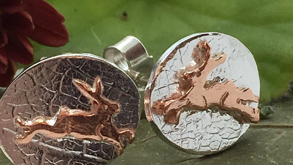 Hare Earrings Copper & Silver