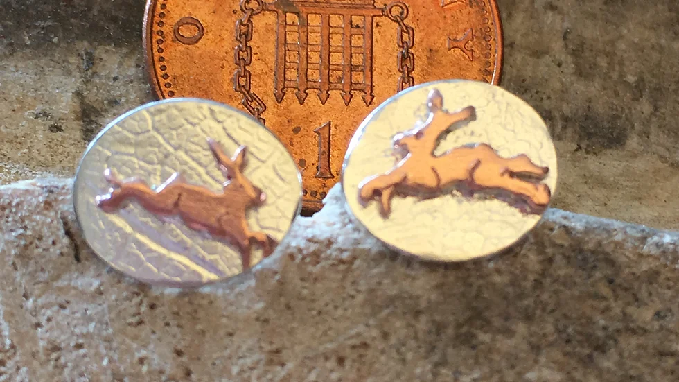 Hare Earrings Copper & Silver