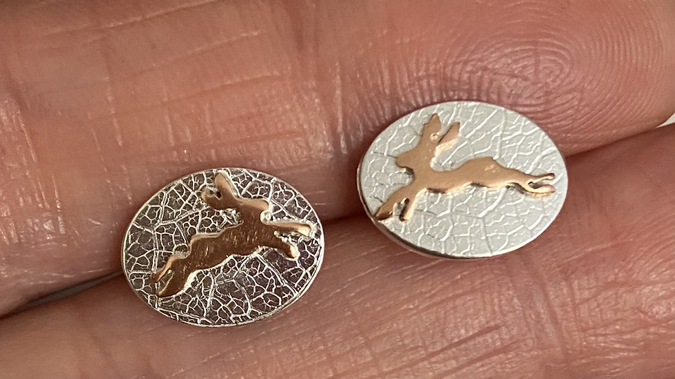 Hare Earrings Copper & Silver