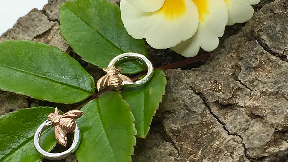 Silver Copper Bee Earrings