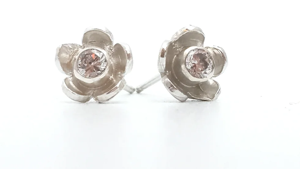 Silver Flower Stud Earrings
