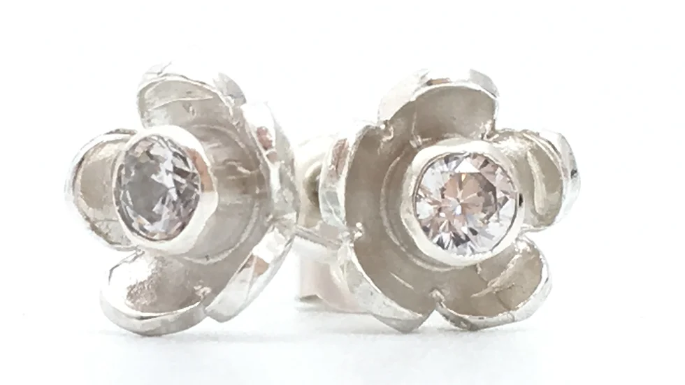 Silver Flower Stud Earrings