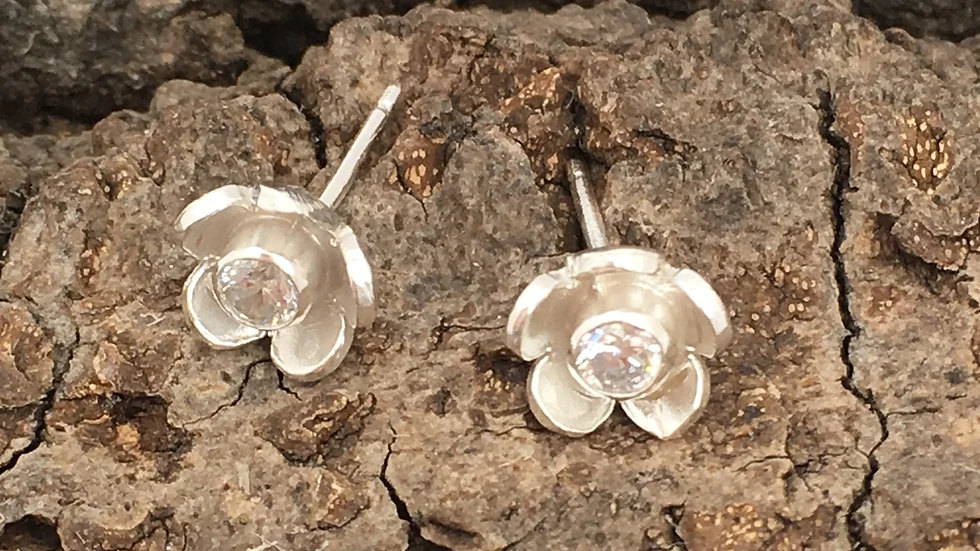 Silver Flower Stud Earrings