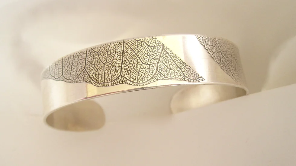 Silver leaf Open Bangle