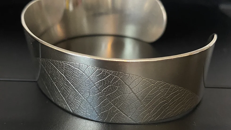 Silver leaf Open Bangle