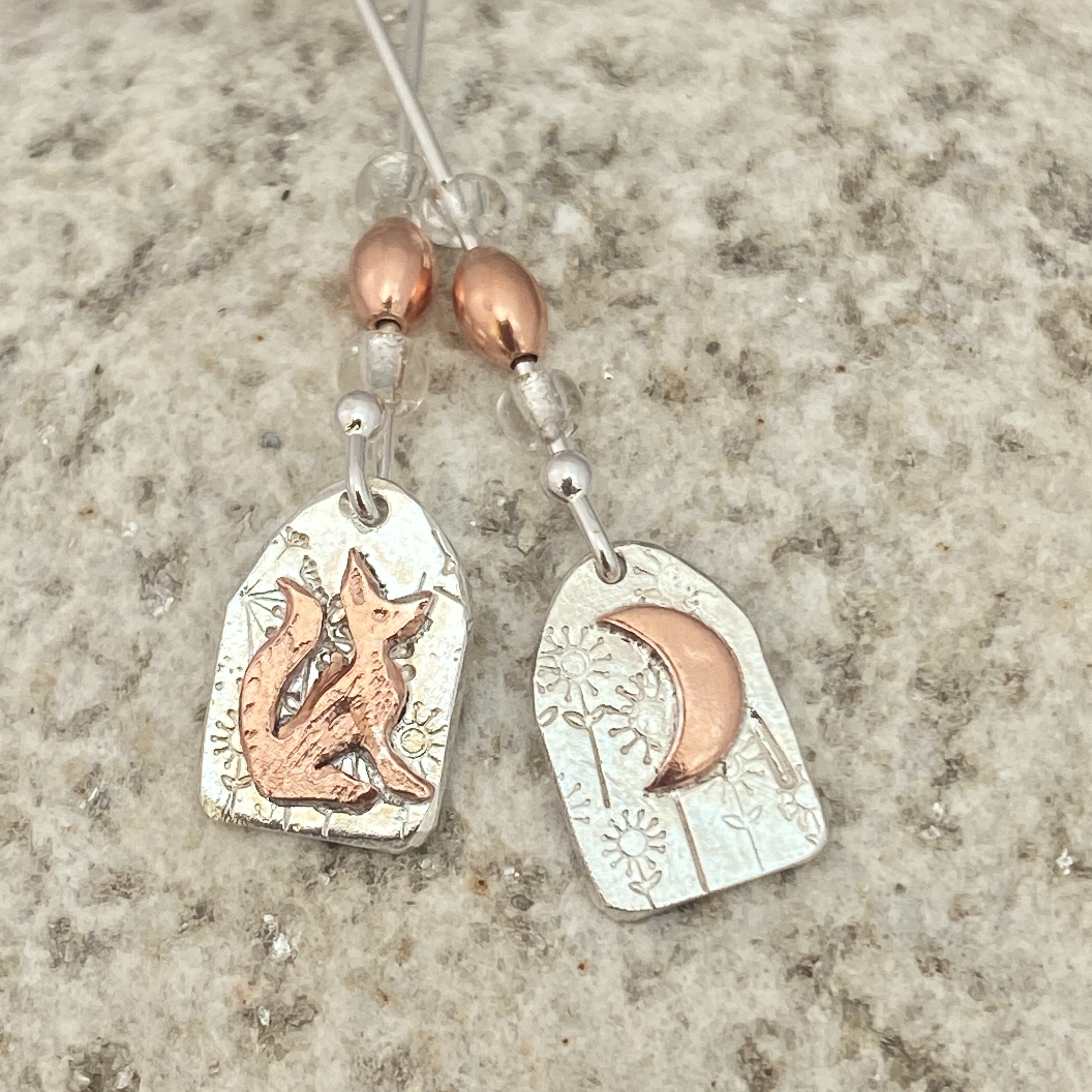 Earrings Dreaming Fox Mis-Matched Drop Earrings Silver Earrings