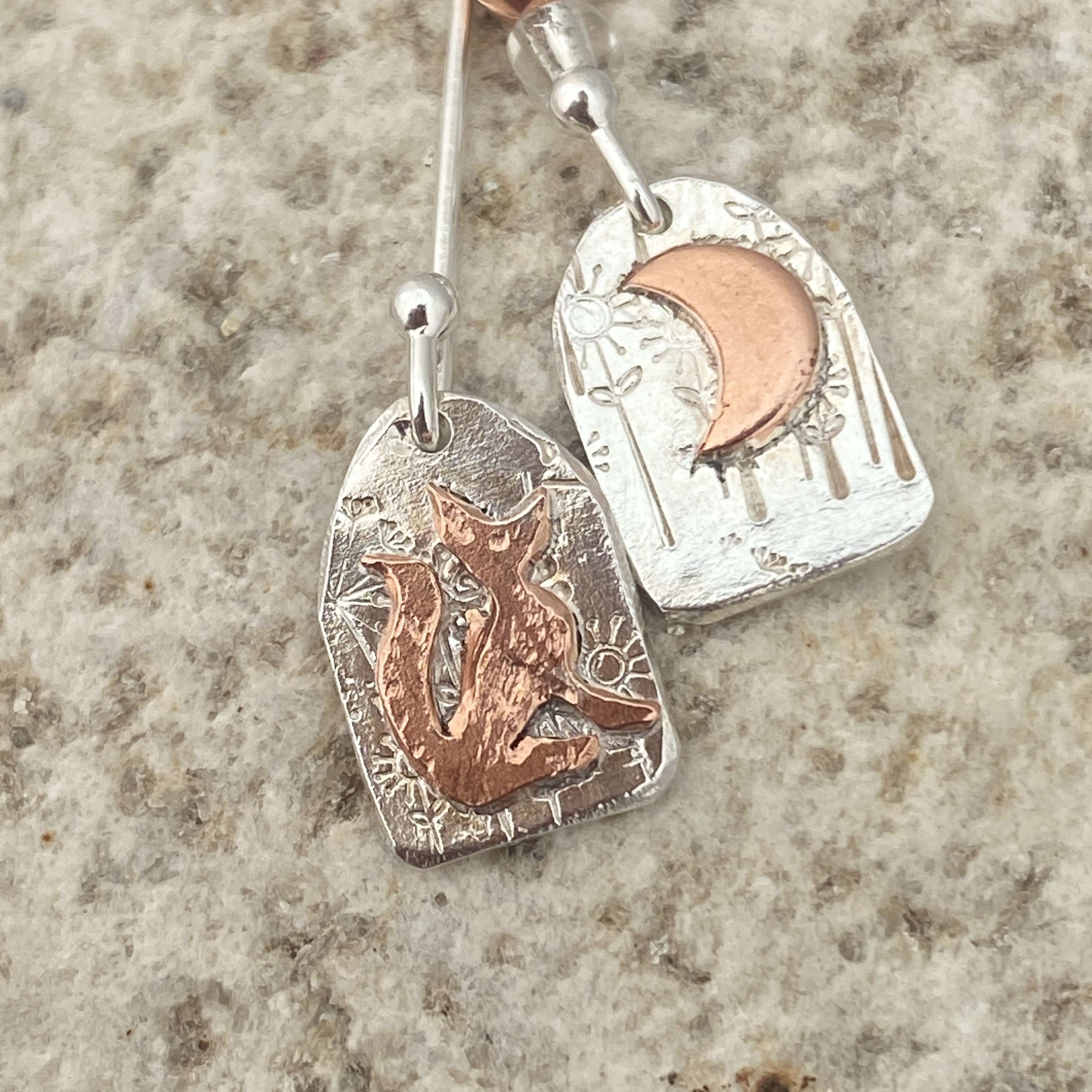 Earrings Dreaming Fox Mis-Matched Drop Earrings Silver Earrings