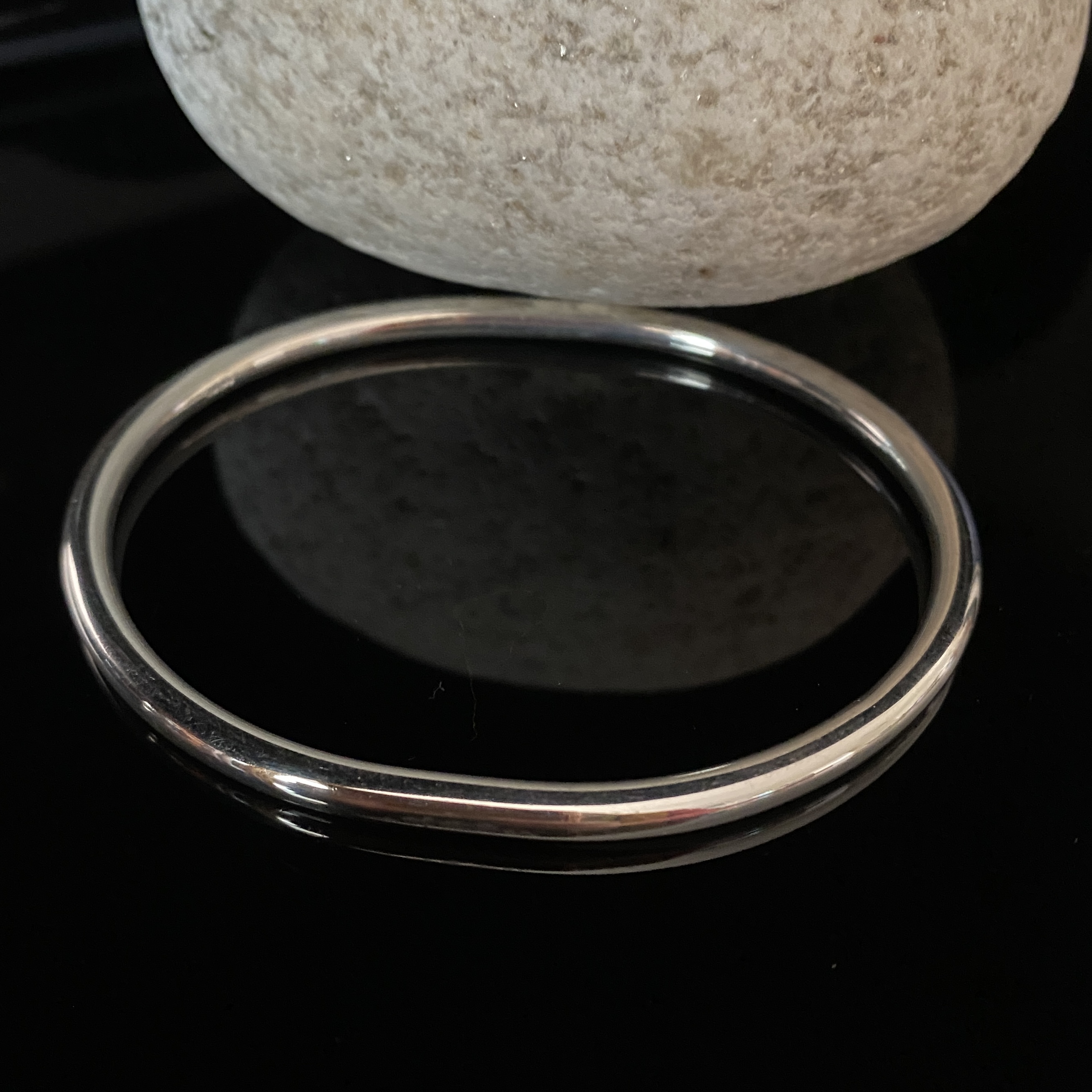 Heavy Sterling Silver Oval Bangle
