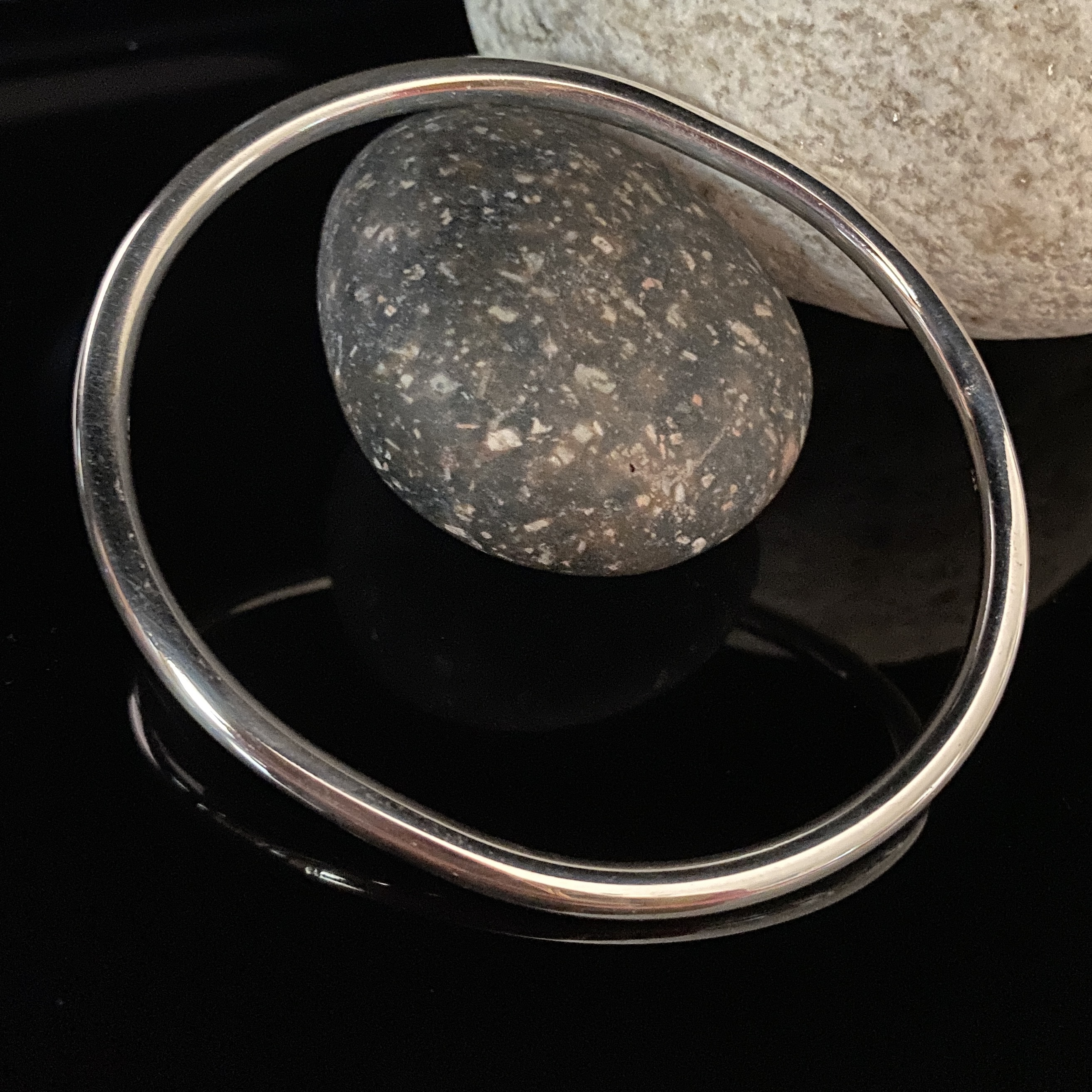 Heavy Sterling Silver Oval Bangle