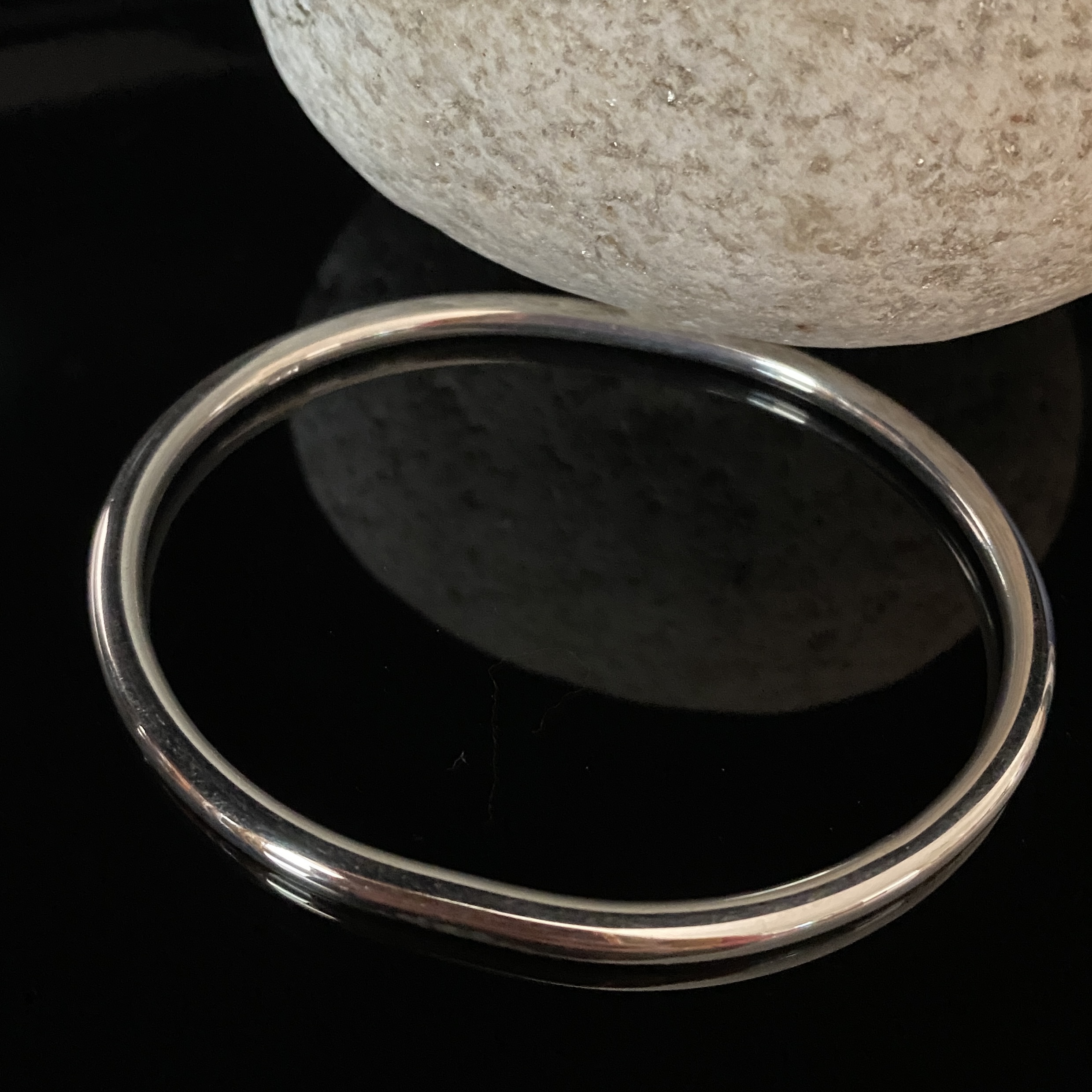 Heavy Sterling Silver Oval Bangle