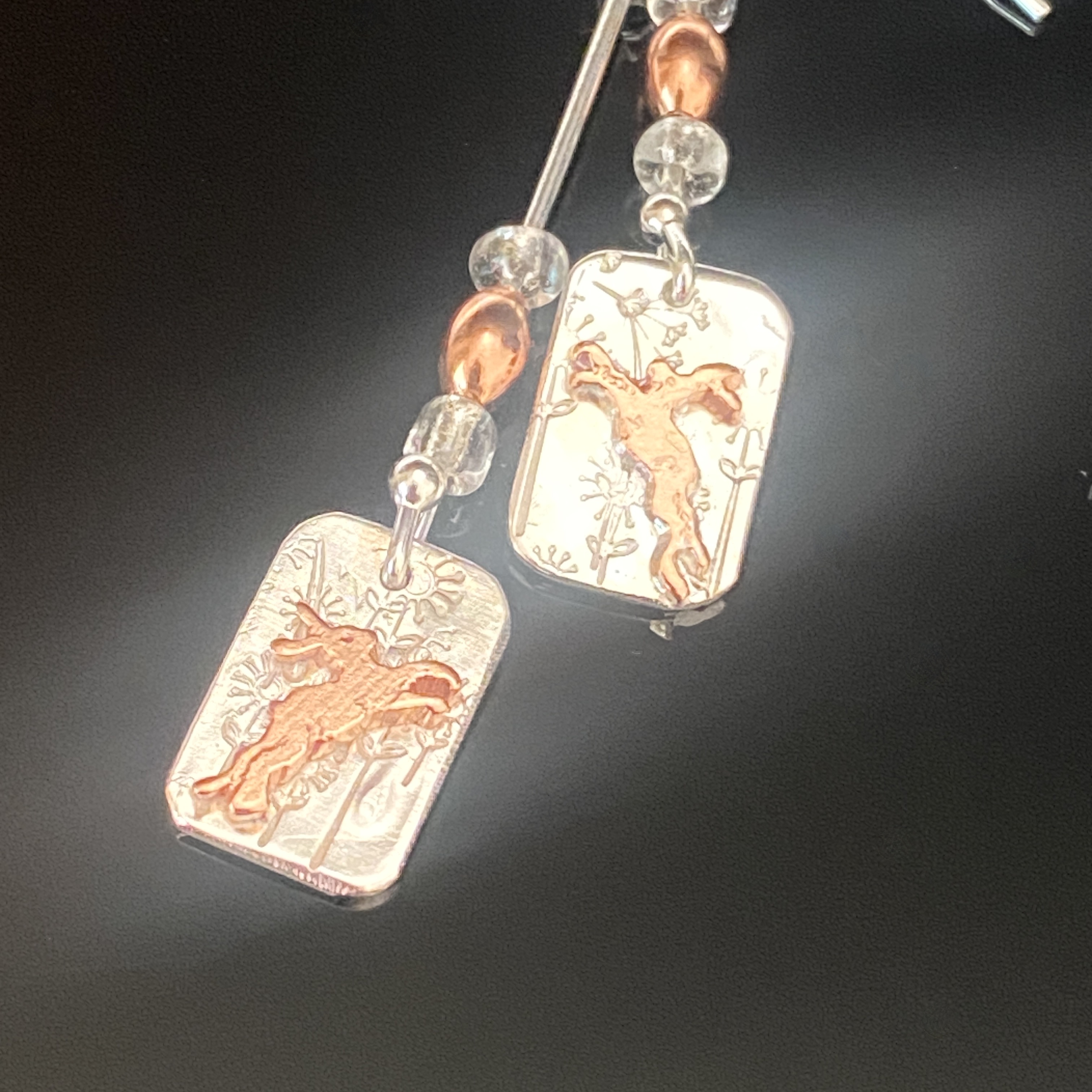 Boxing Hare Mis-Matched Drop Earrings