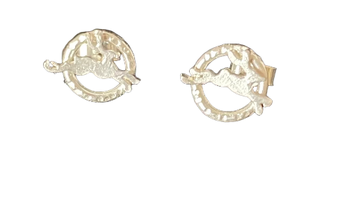 Silver Running Hare Earrings Circle