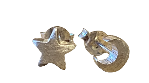 Stud Earrings Silver Moon Star Stud  Earrings. F&W