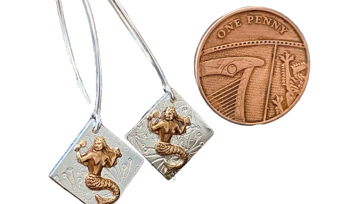 Earrings Mermaid Drop Silver Copper Earrings F&W