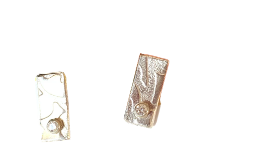 Earrings - Silver Studs Rectangular set with CZ FW