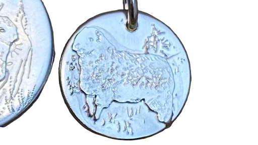 Small Greyface Valeens Sheep Pendant .  Solid Silver Coin Pendant