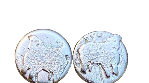 Greyface Valeens Sheep Earrings .  Solid Silver Coin Earrings