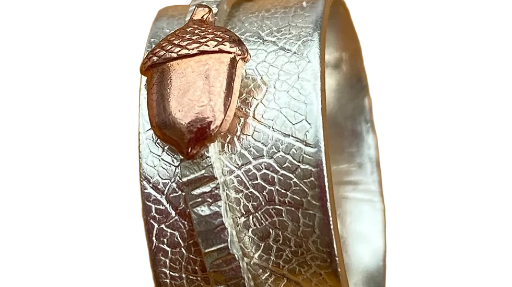 'Acorn' Silver Copper Spinning Ring Size N F&W