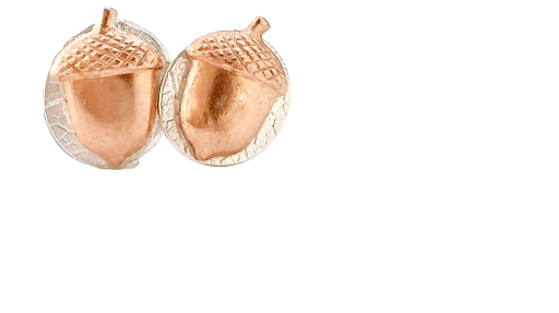 Wolds Way Acorn Copper & Silver Earrings