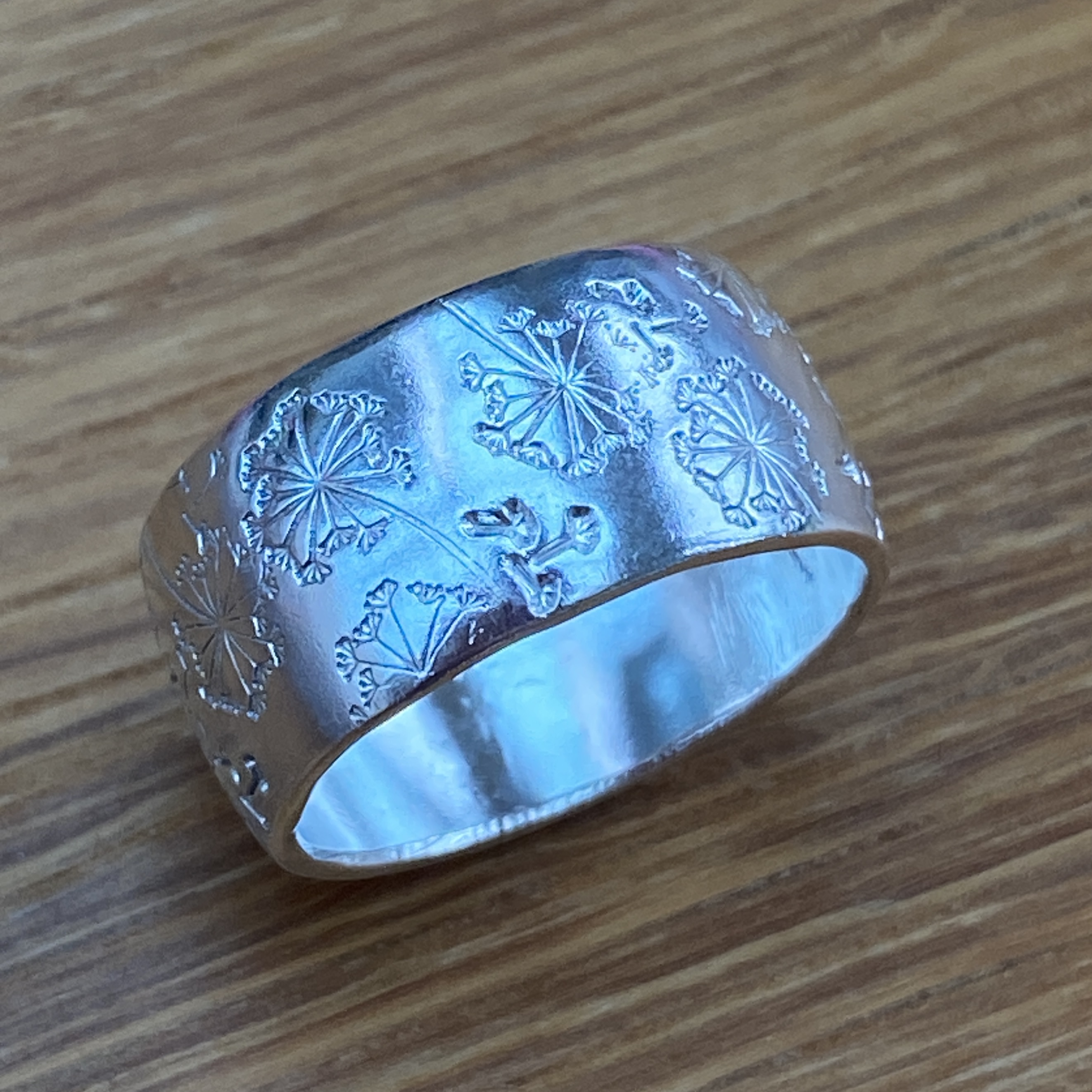 Dandelion Fluff Sterling Silver Ring size P 