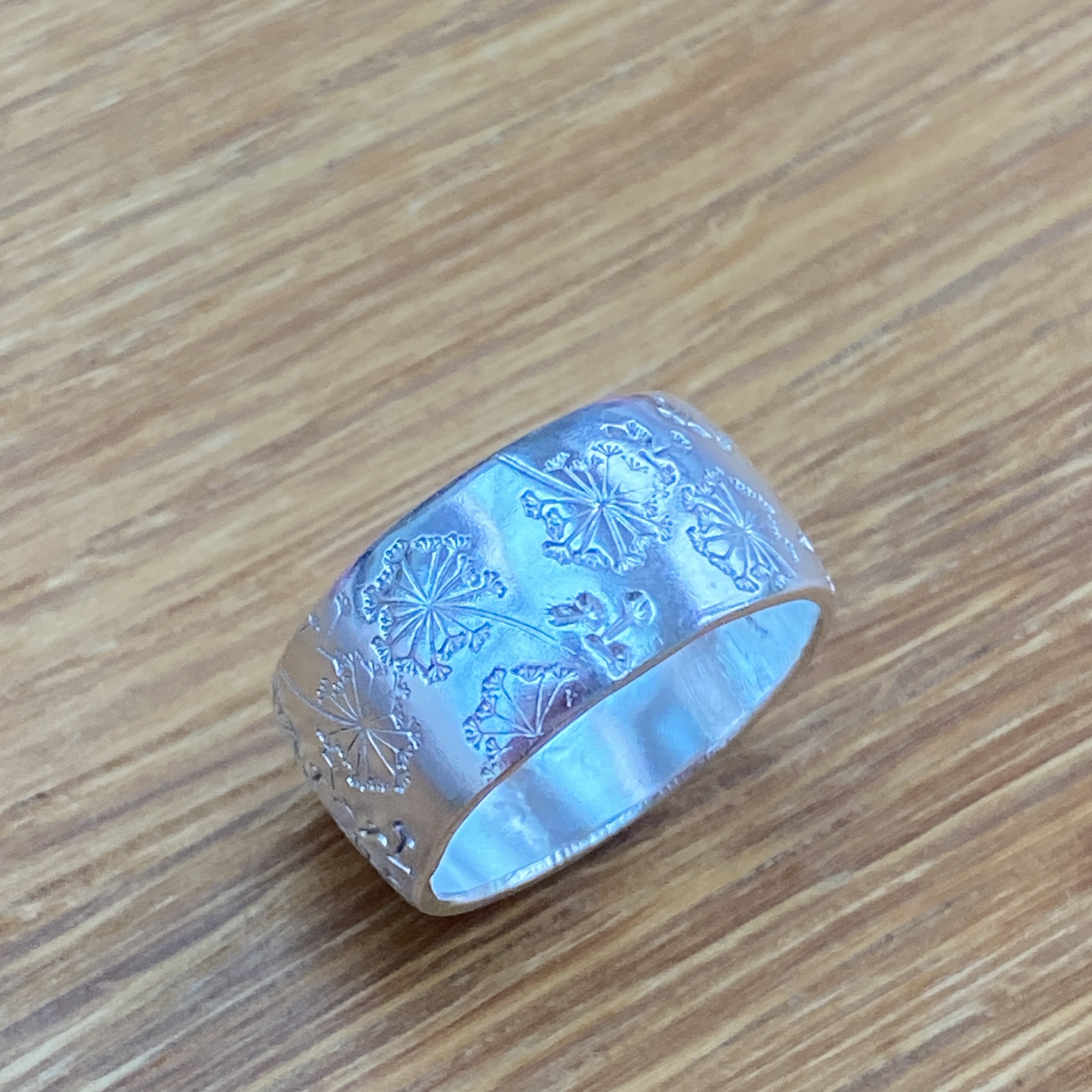 Dandelion Fluff Sterling Silver Ring size P 