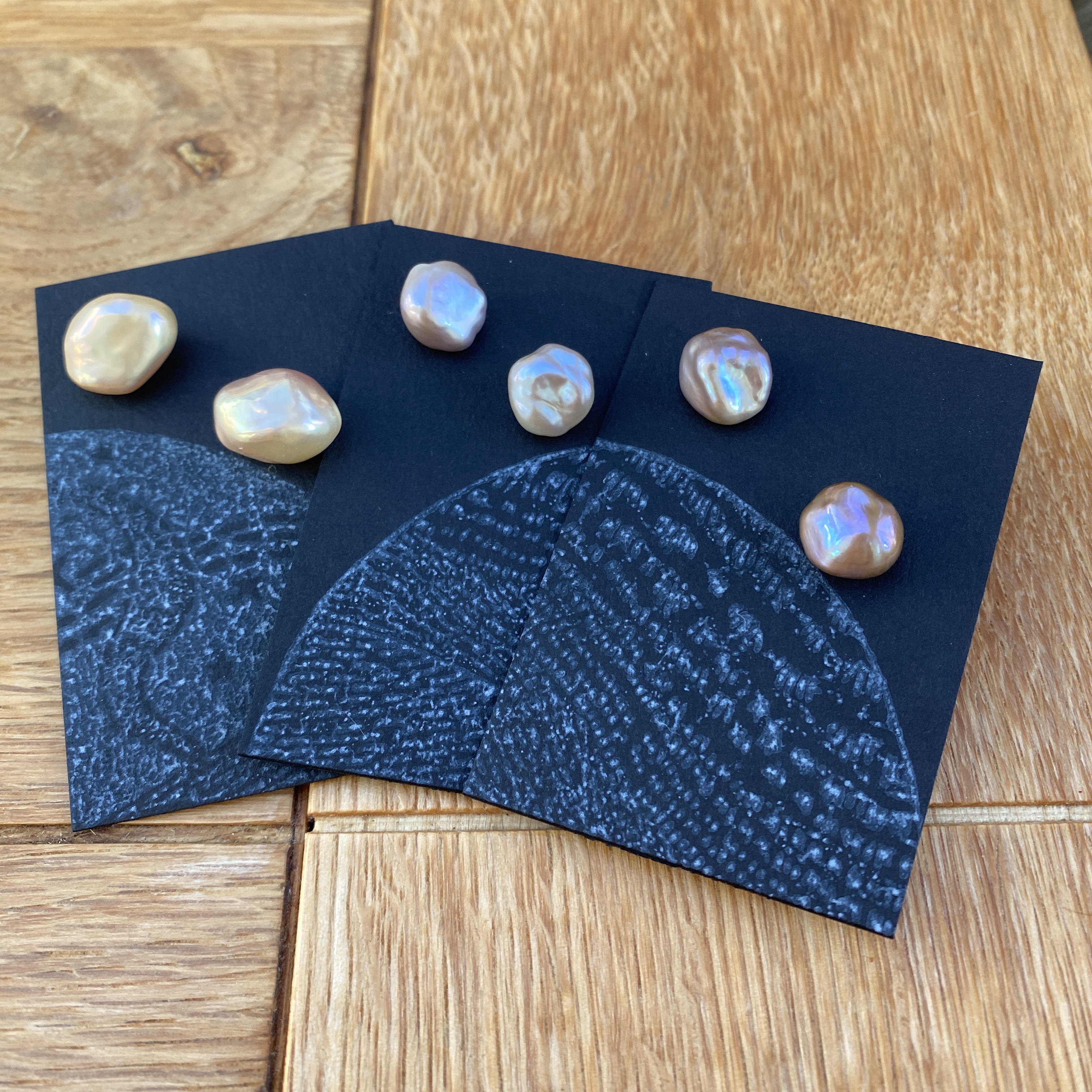 Asymmetrical Pearl Stud Earrings - gold plated silver posts