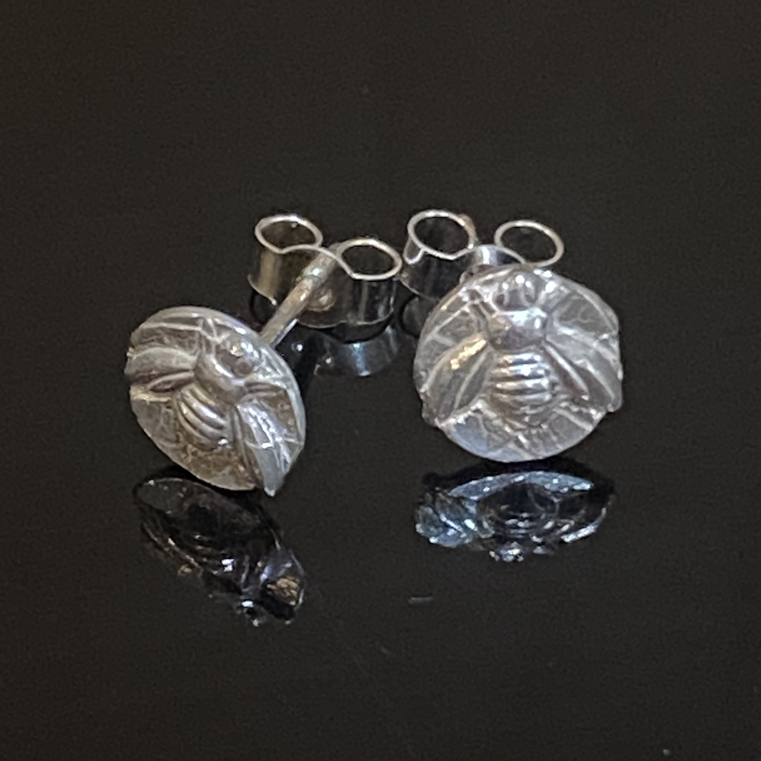 Small Silver Bee Stud Earrings