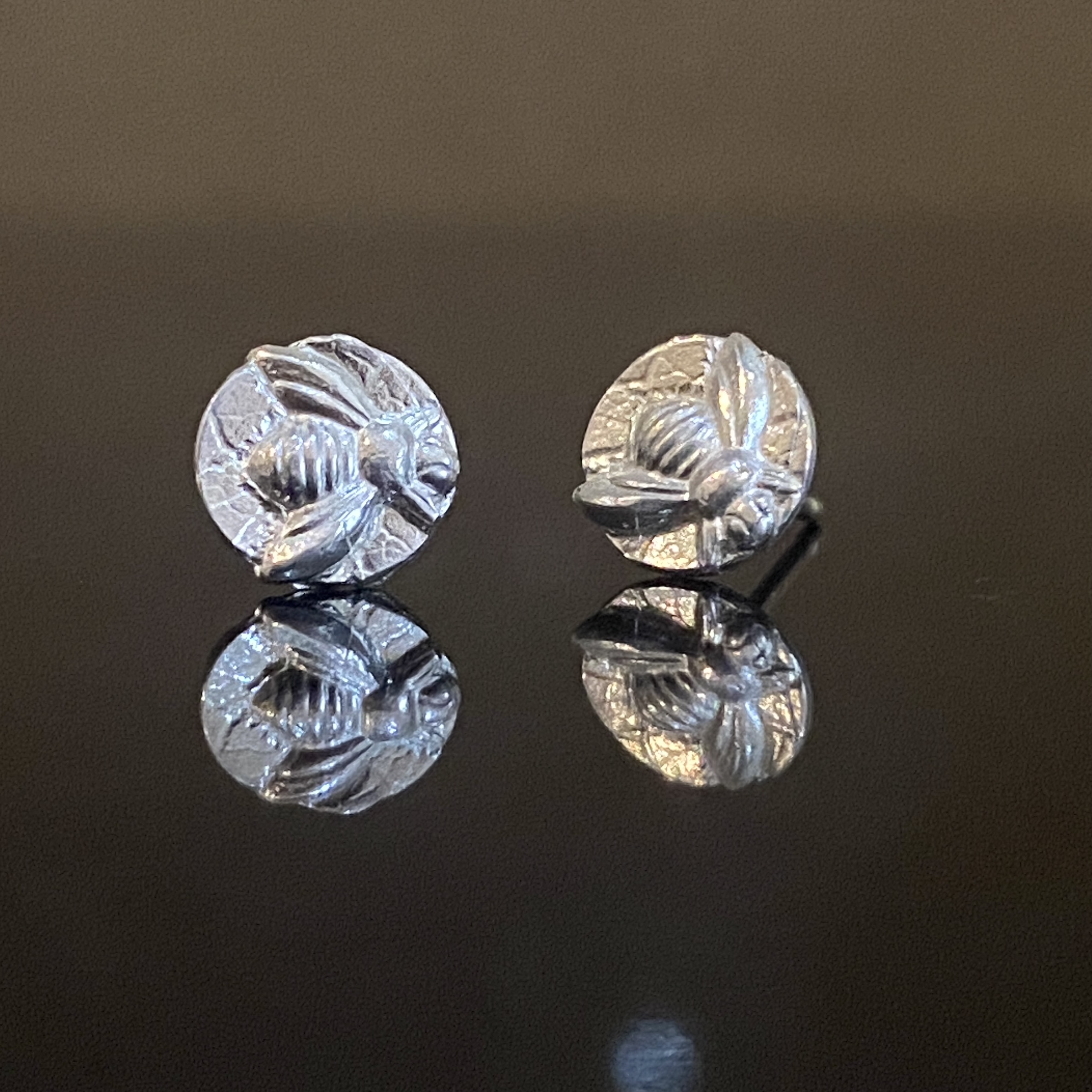 Small Silver Bee Stud Earrings