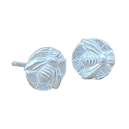 Small Silver Bee Stud Earrings