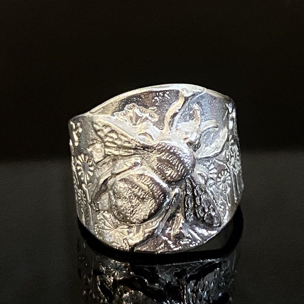 Bee Signet Ring in a Meadow Silver Ring