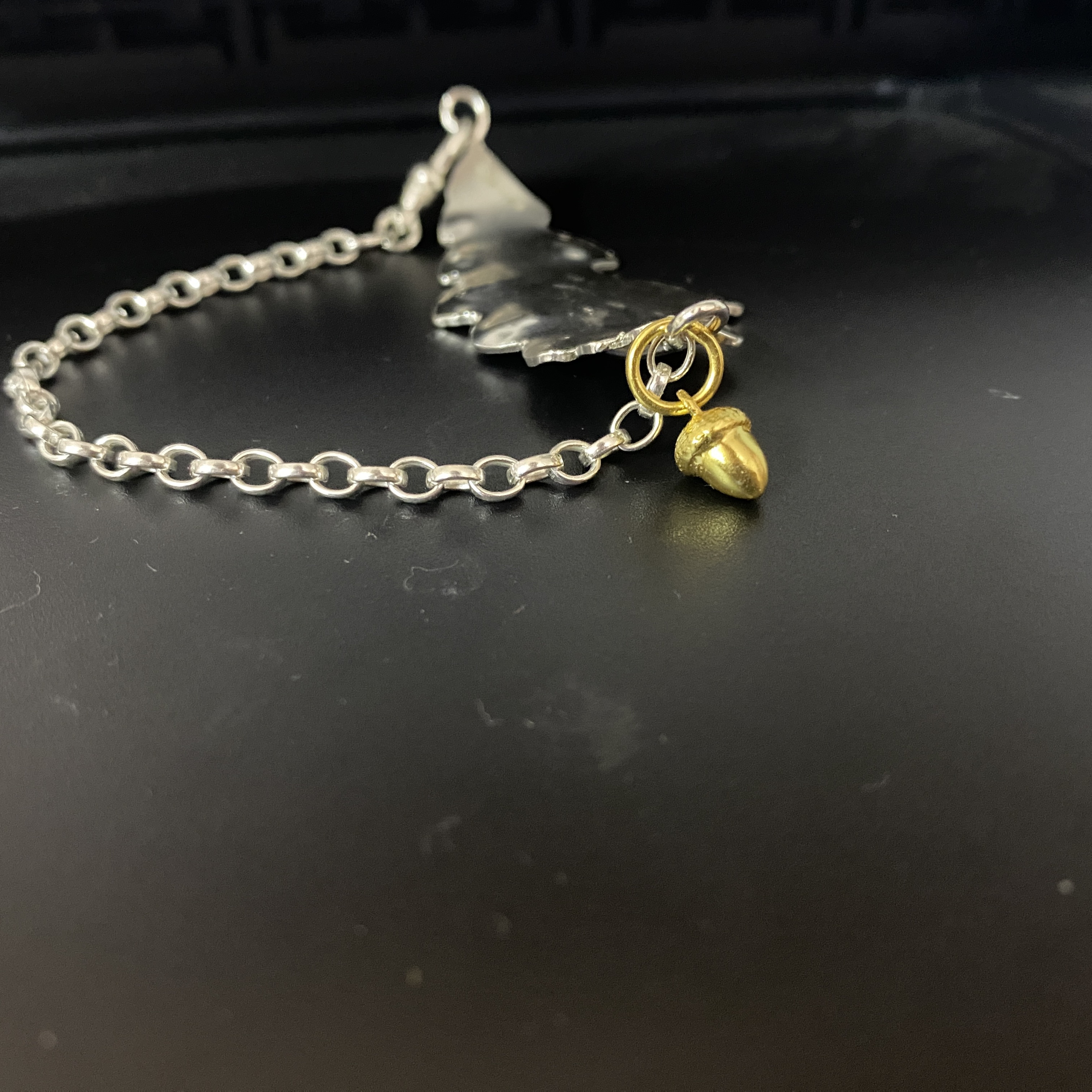 Silver Oak Leaf and Acorn Bracelet