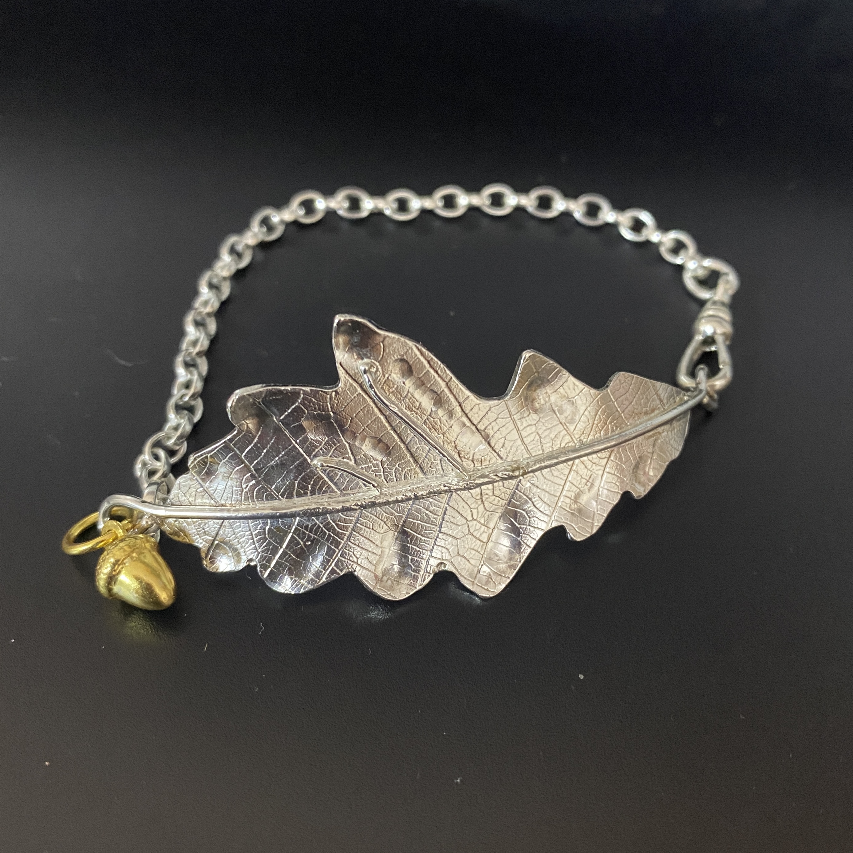 Silver Oak Leaf and Acorn Bracelet