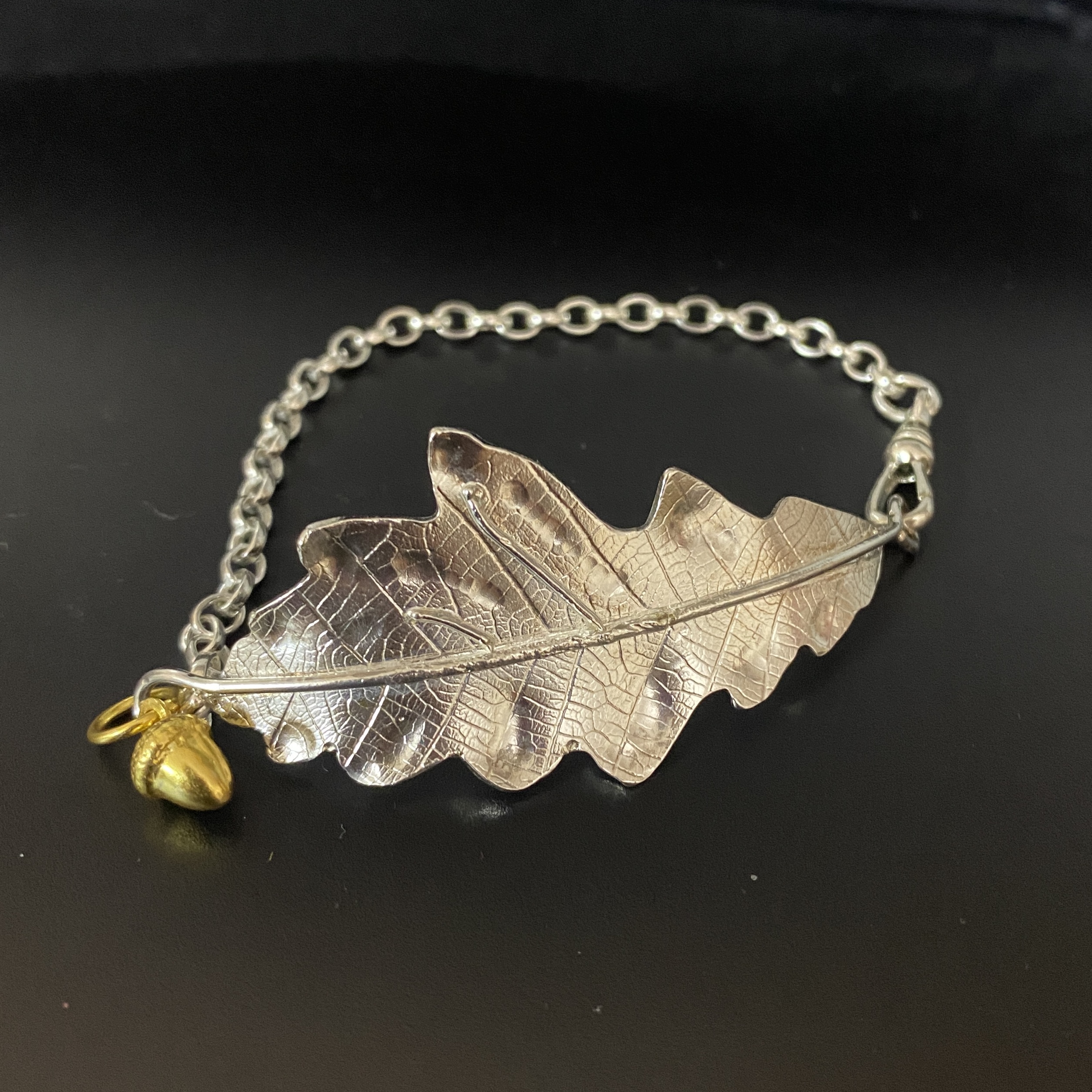 Silver Oak Leaf and Acorn Bracelet