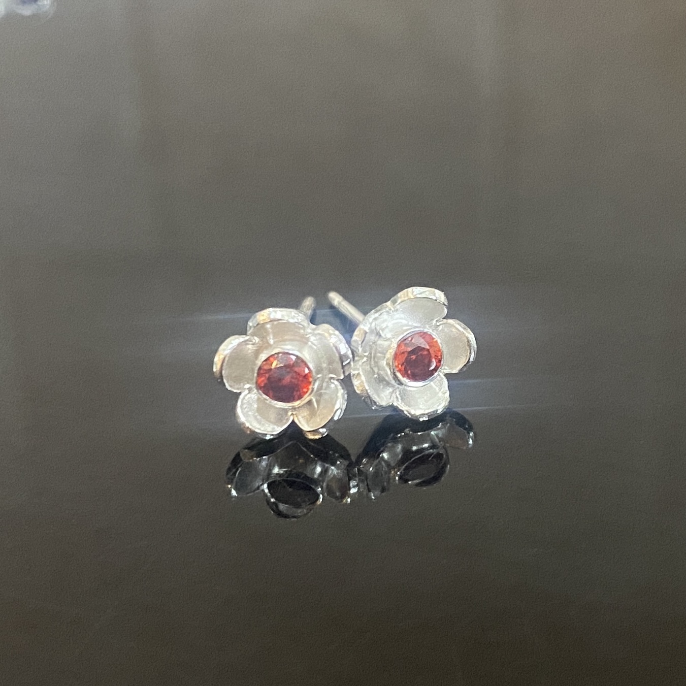 Silver Flower Stud Earrings
