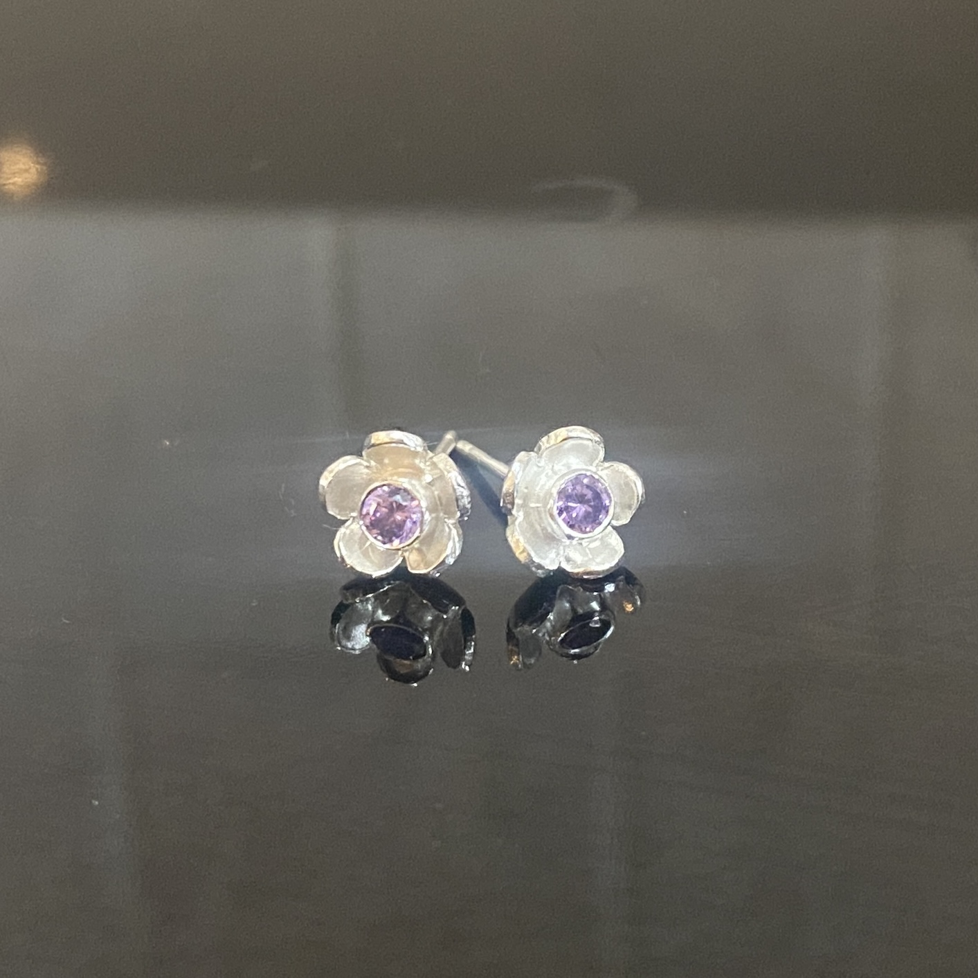 Silver Flower Stud Earrings