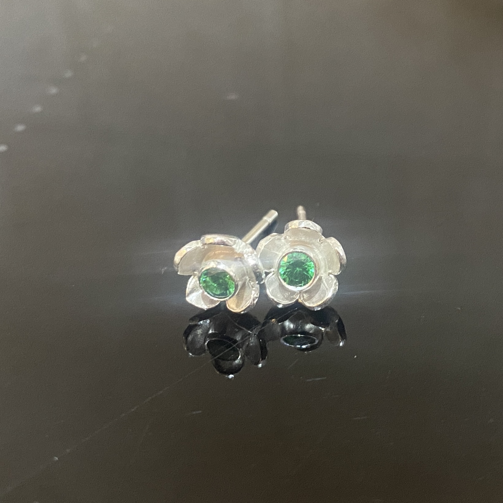Silver Flower Stud Earrings